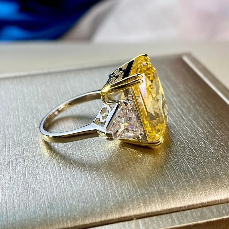100% 925 Sterling Silver Luxury 13*16mm Topaz High Carbon