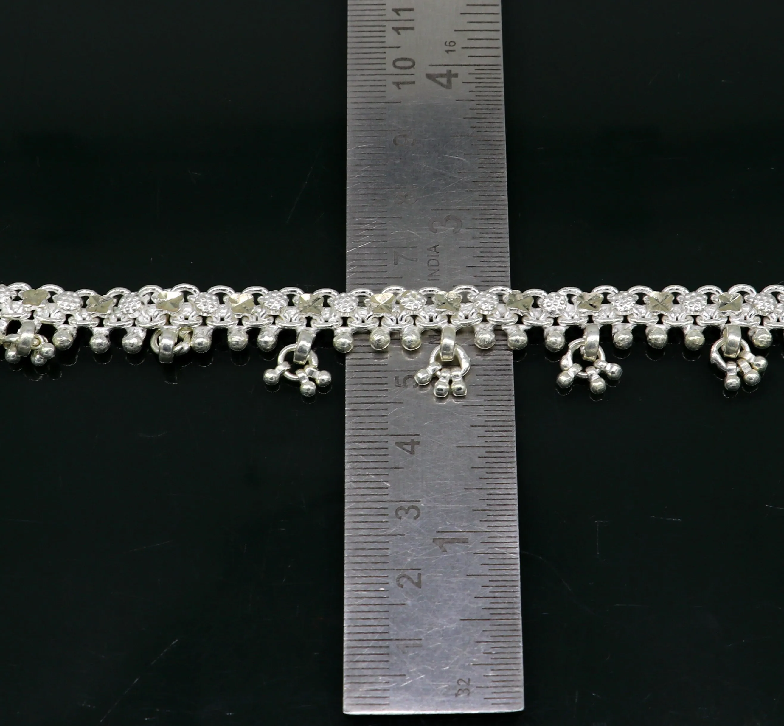 10.5" sterling silver solid customized stylish designer anklet bracelet foot bracelet vintage tribal belly dance wedding jewelry ank378