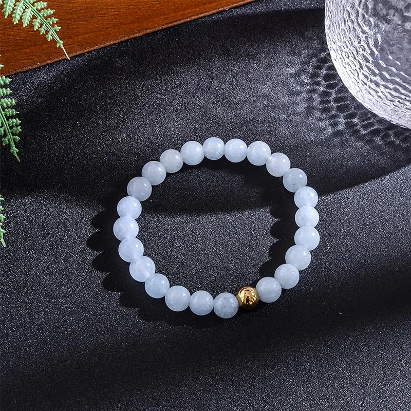 108 Beaded 8mm Aquamarine Japamala Necklace Bracelet Set
