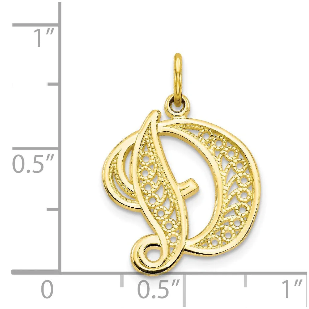 10K Gold Filigree Initial D Pendant Elegant and Timeless Design