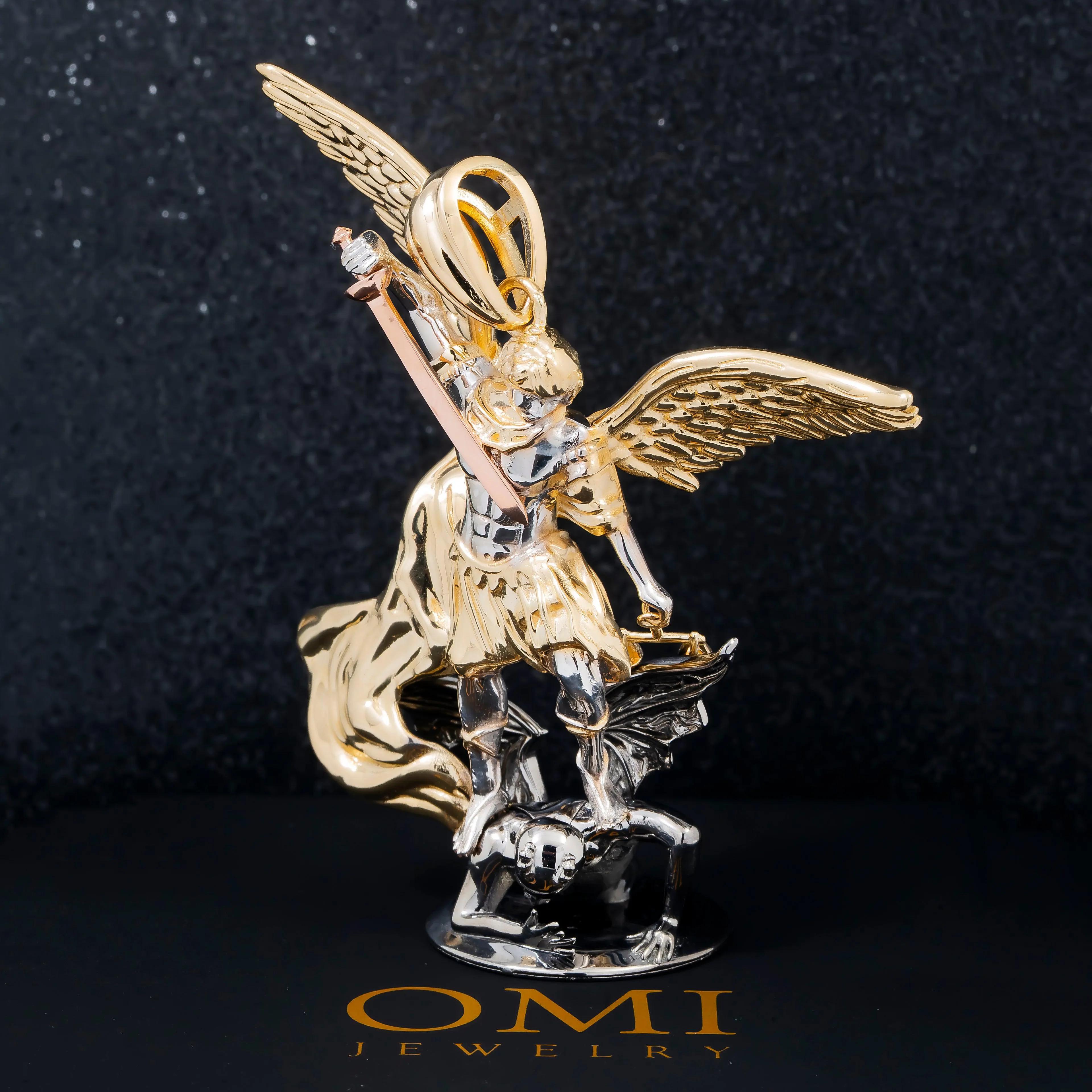 10K GOLD TRICOLOR ST. MICHAEL ARCHANGEL PENDANT