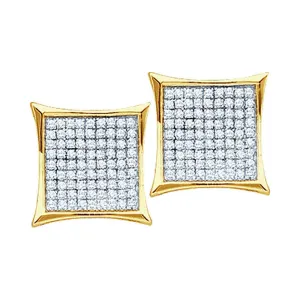 10kt Yellow Gold Diamond Square Kite Cluster Earrings - Luxe Brilliance by Splendid Jewellery