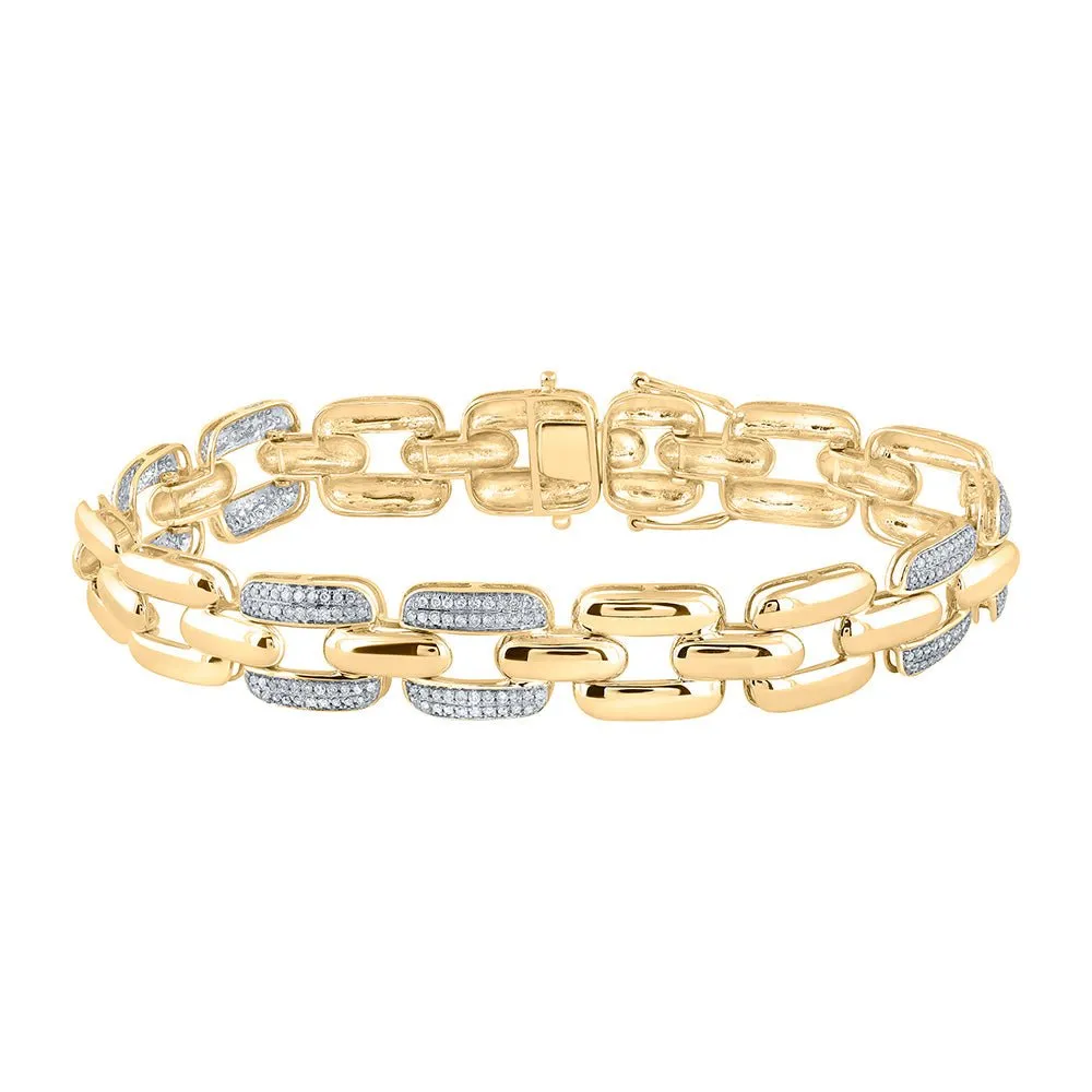 10kt Yellow Gold Men's Round Diamond Anchor Link Bracelet - 1 Cttw | Splendid Jewellery