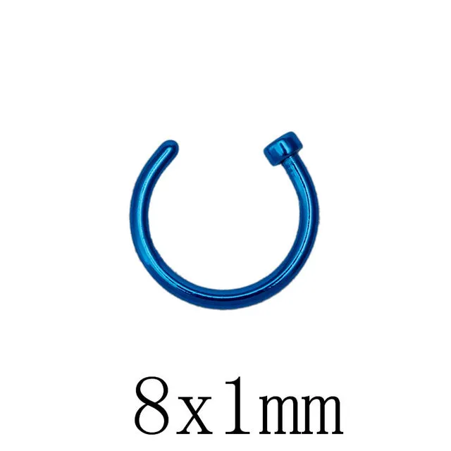 10pcs Titanium Hoop Nose Rings Clip