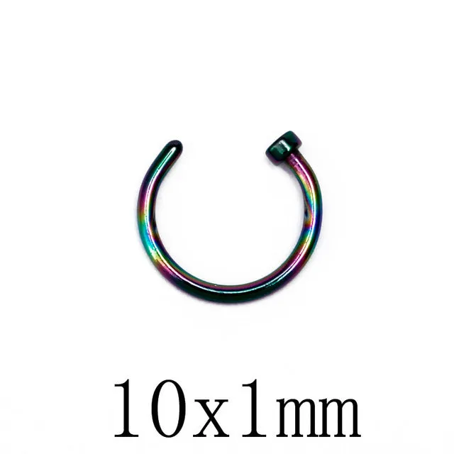 10pcs Titanium Hoop Nose Rings Clip