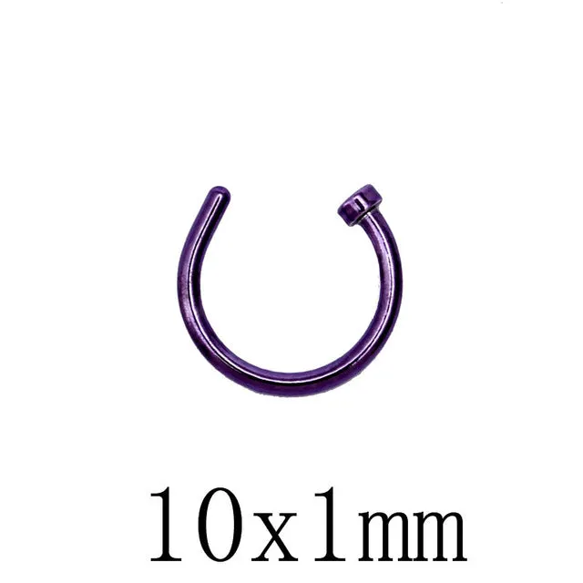 10pcs Titanium Hoop Nose Rings Clip