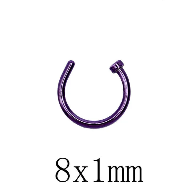 10pcs Titanium Hoop Nose Rings Clip