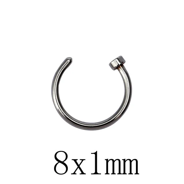 10pcs Titanium Hoop Nose Rings Clip