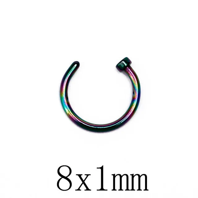10pcs Titanium Hoop Nose Rings Clip
