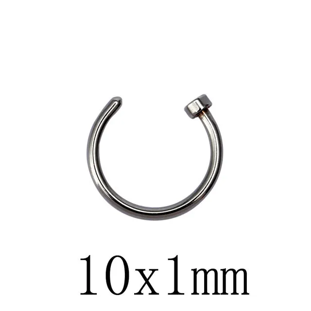 10pcs Titanium Hoop Nose Rings Clip