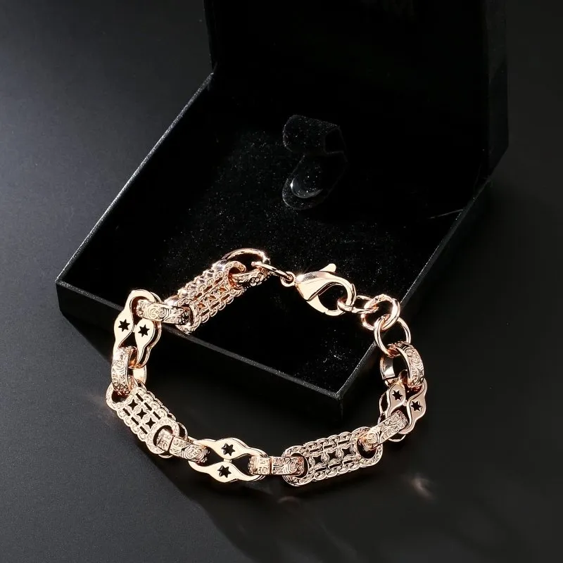 11mm Rose Gold Filled Stars and Bars Bracelet 8.5/9 Inch
