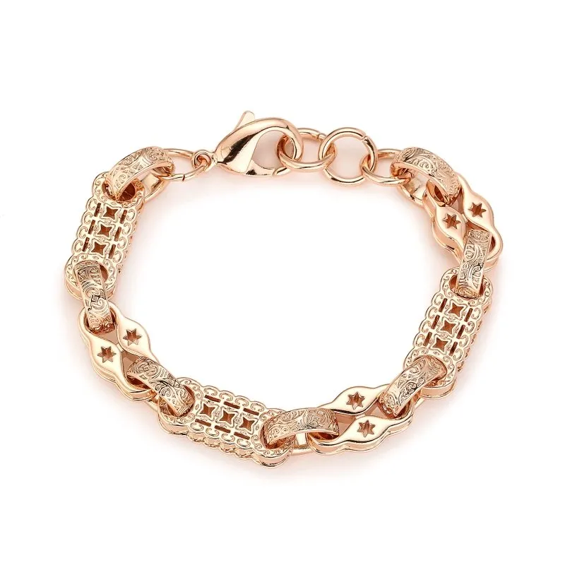 11mm Rose Gold Filled Stars and Bars Bracelet 8.5/9 Inch