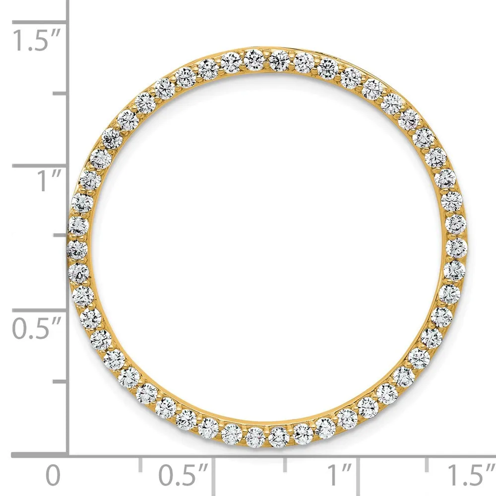 14k Gold 1 1/2 Ct Lab Grown Diamond Circle Chain Slide Pendant