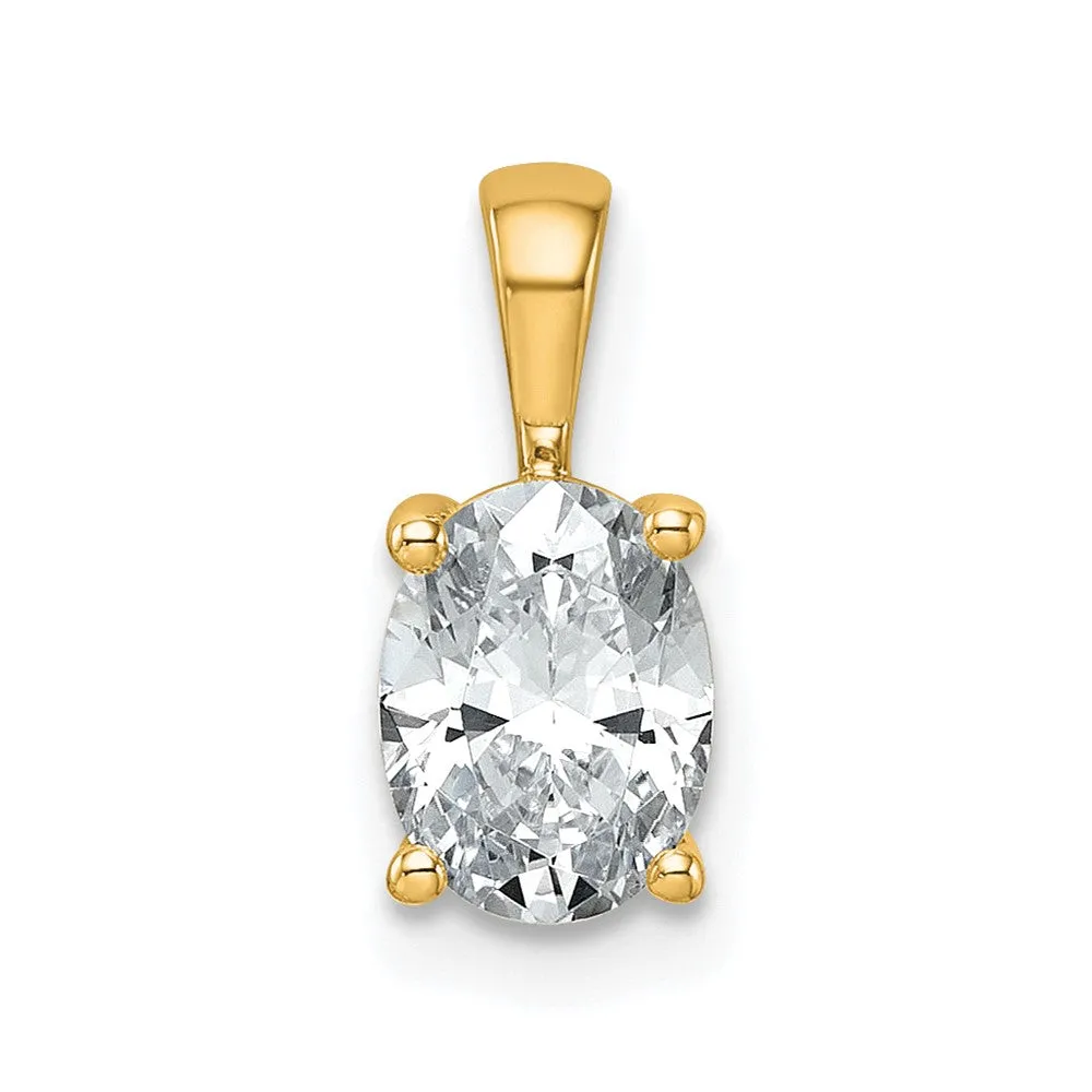 14k Gold 1 Ct Lab Grown Diamond Oval Pendant