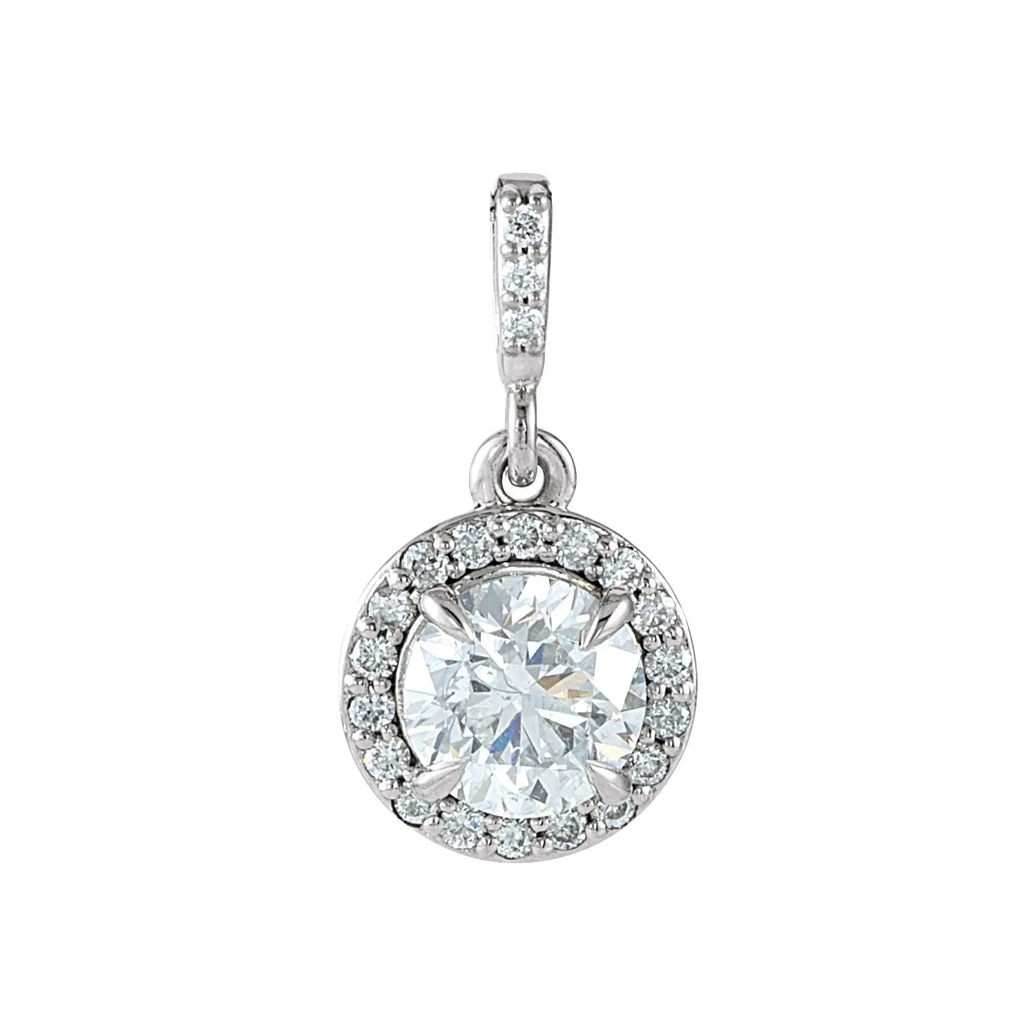 14k Gold 1/2ct Lab-Grown Diamond Halo-Style Pendant