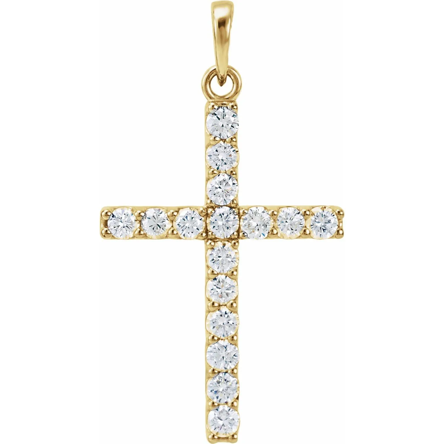 14k Gold 1/4ct Lab-Grown Diamond Cross Pendant
