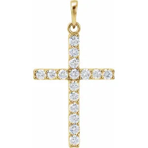 14k Gold 1/4ct Lab-Grown Diamond Cross Pendant