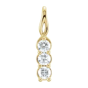 14k Gold 1/4ct Lab-Grown Diamond Three-Stone Pendant