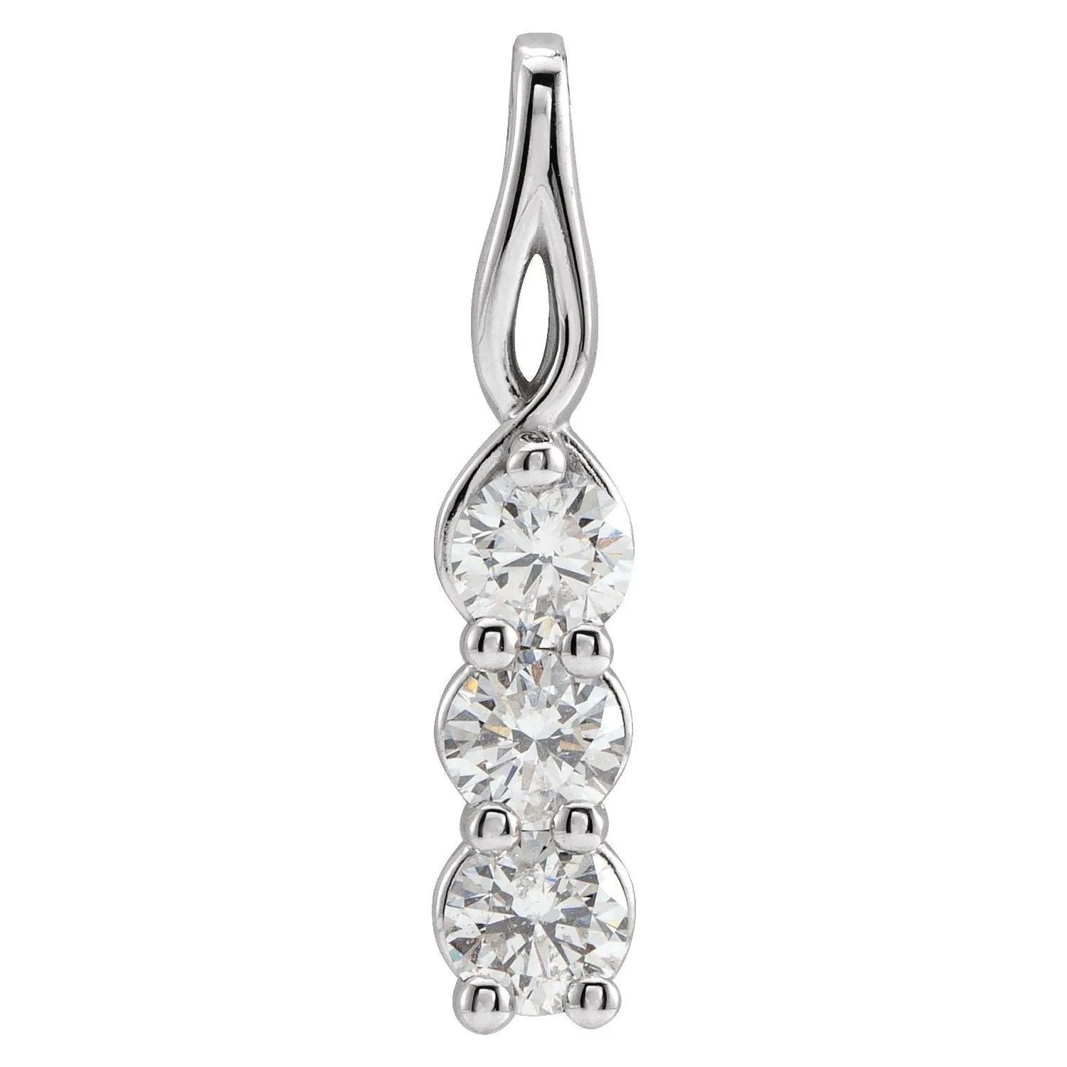14k Gold 1/4ct Lab-Grown Diamond Three-Stone Pendant