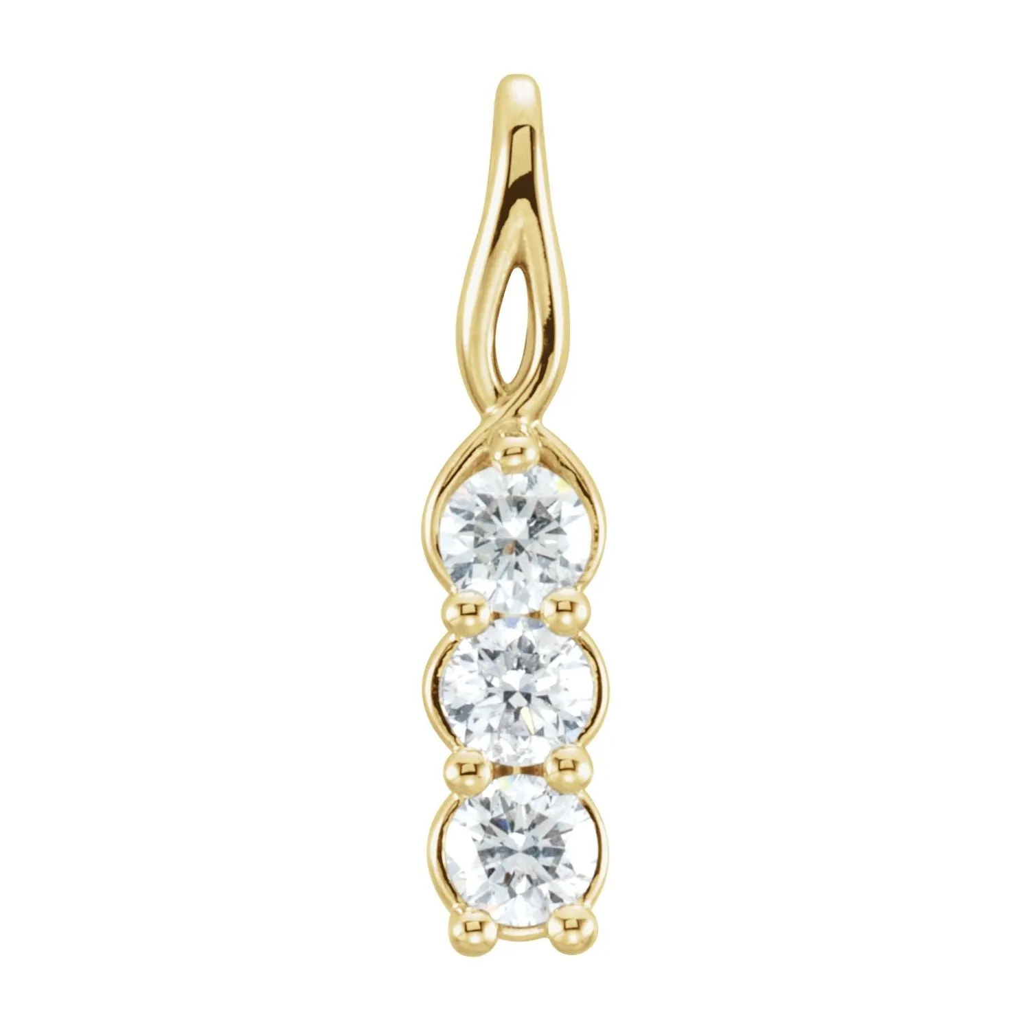 14k Gold 1/4ct Lab-Grown Diamond Three-Stone Pendant