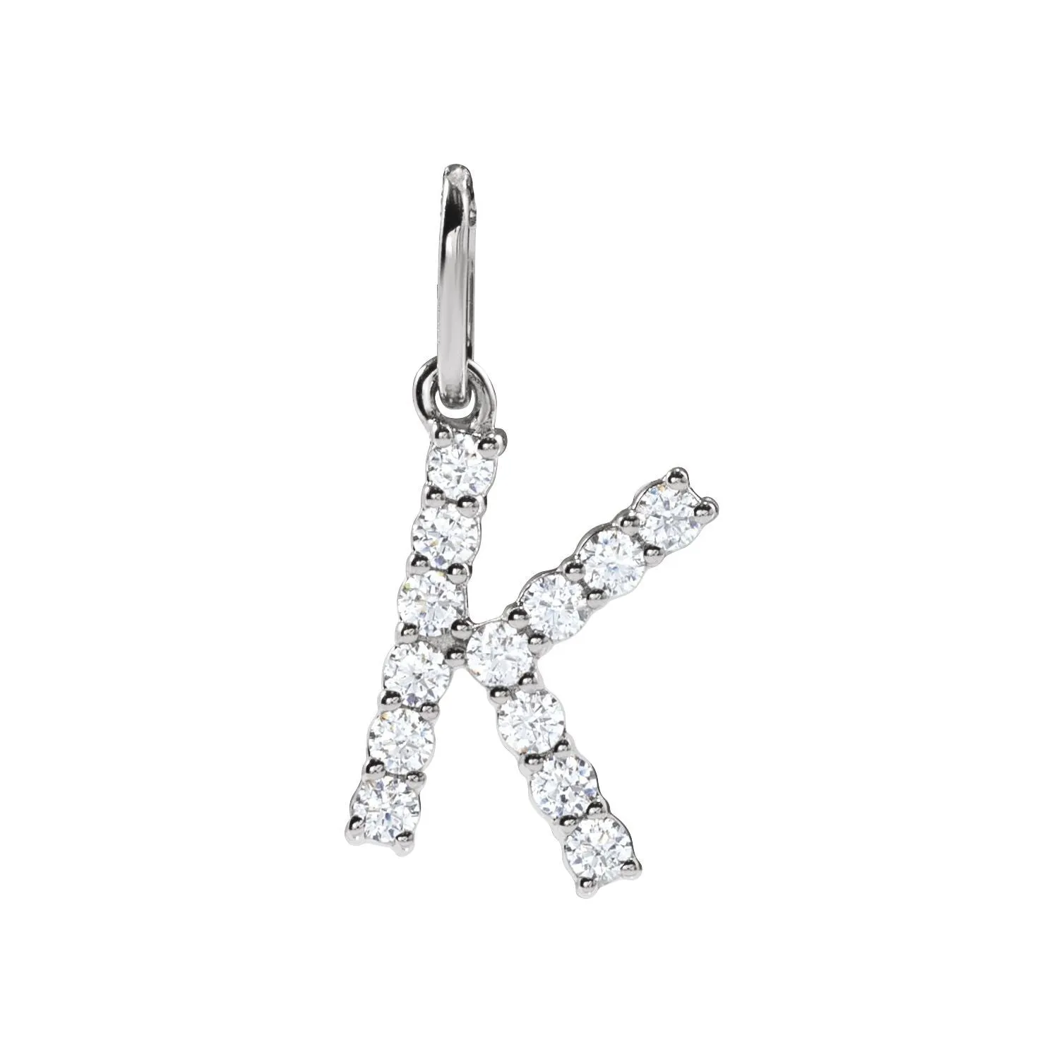14k Gold 1/5ct Lab-Grown Diamond Initial K Pendant
