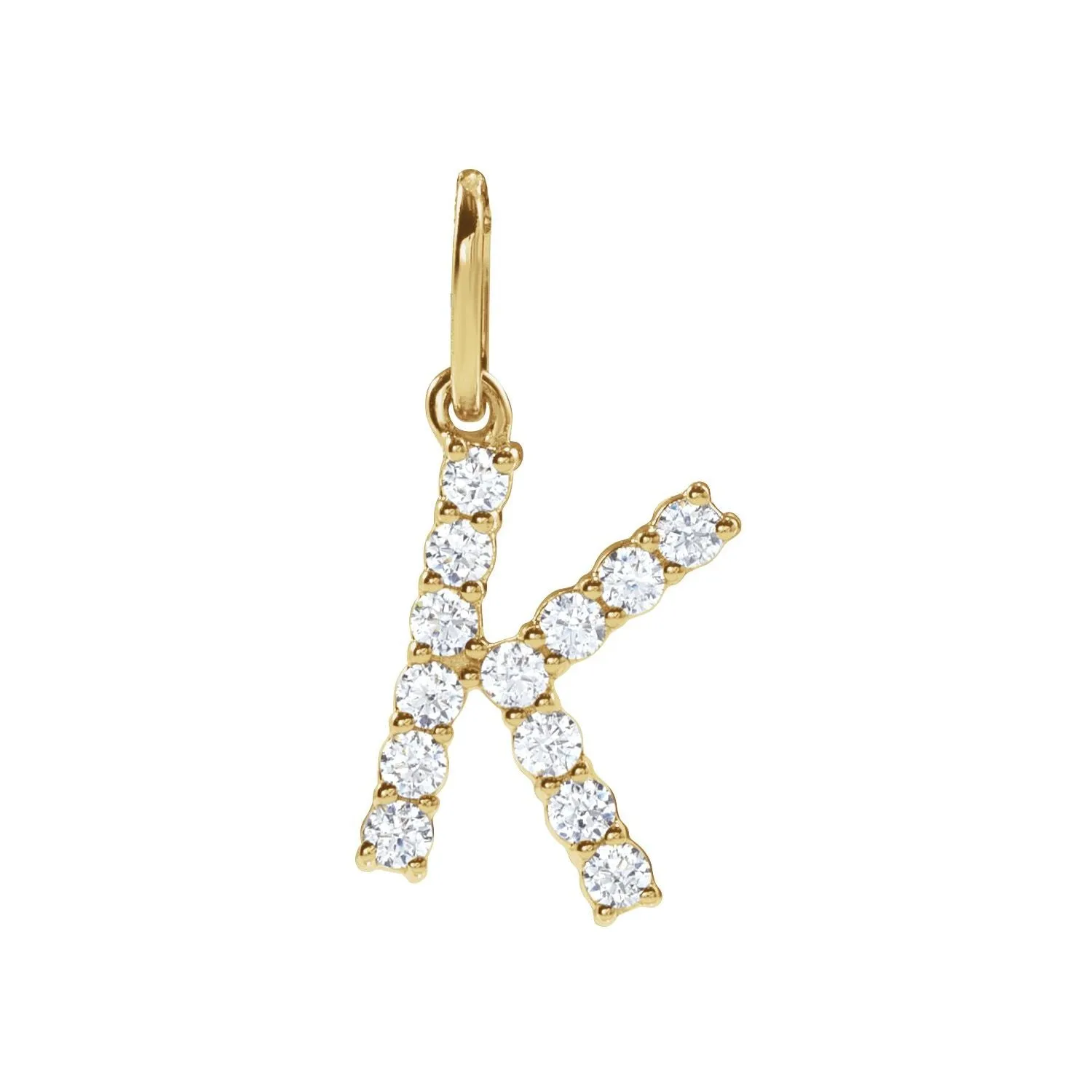 14k Gold 1/5ct Lab-Grown Diamond Initial K Pendant