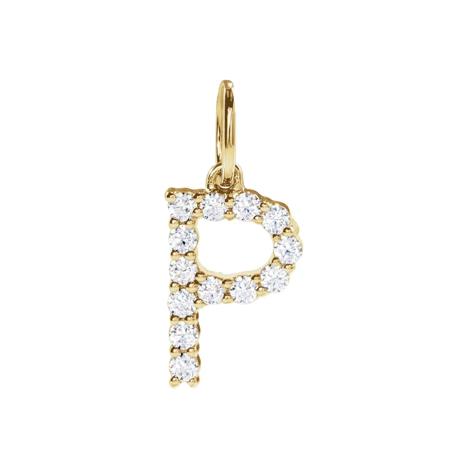 14k Gold 1/5ct Lab-Grown Diamond Initial P Pendant