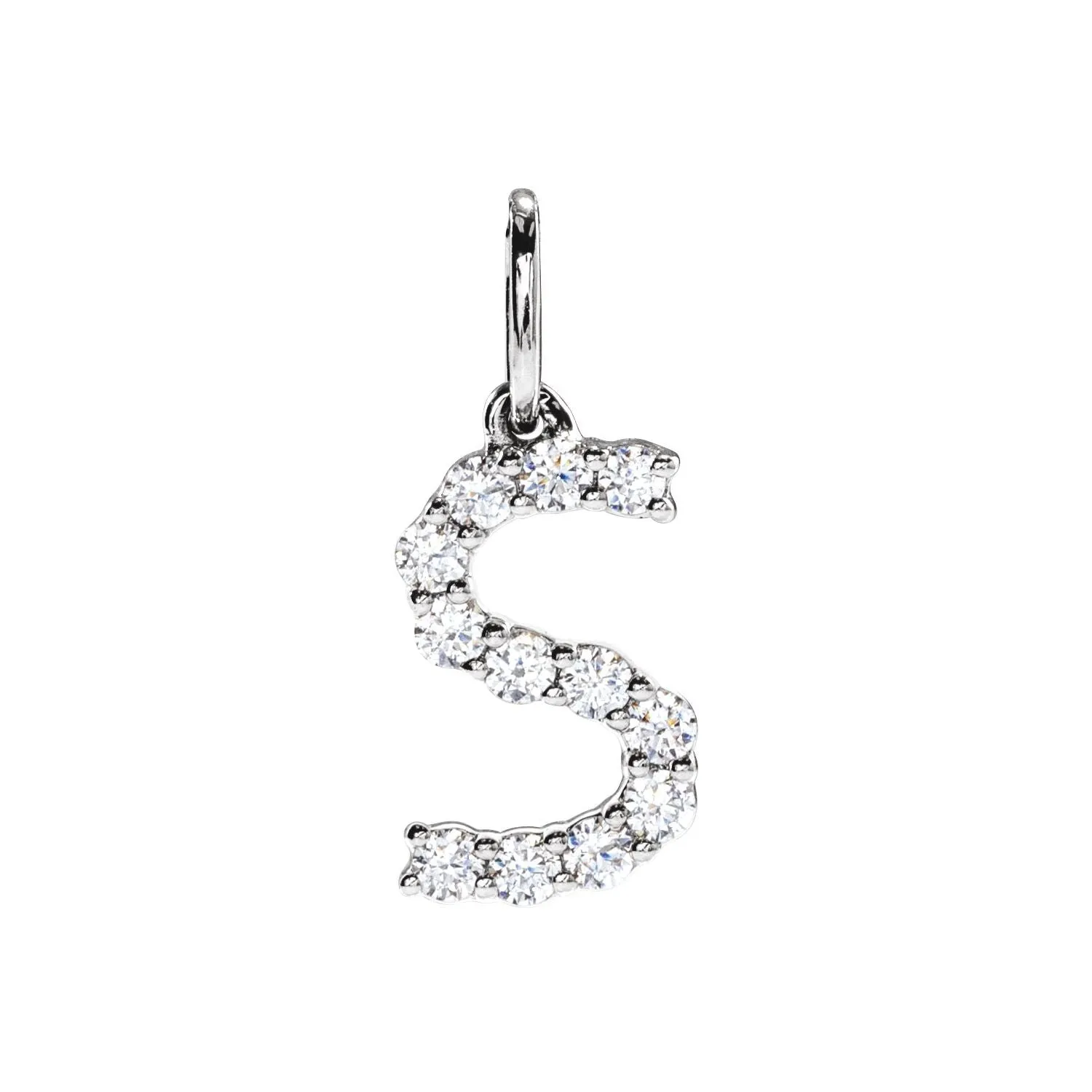 14k Gold 1/5ct Lab-Grown Diamond Initial S Pendant