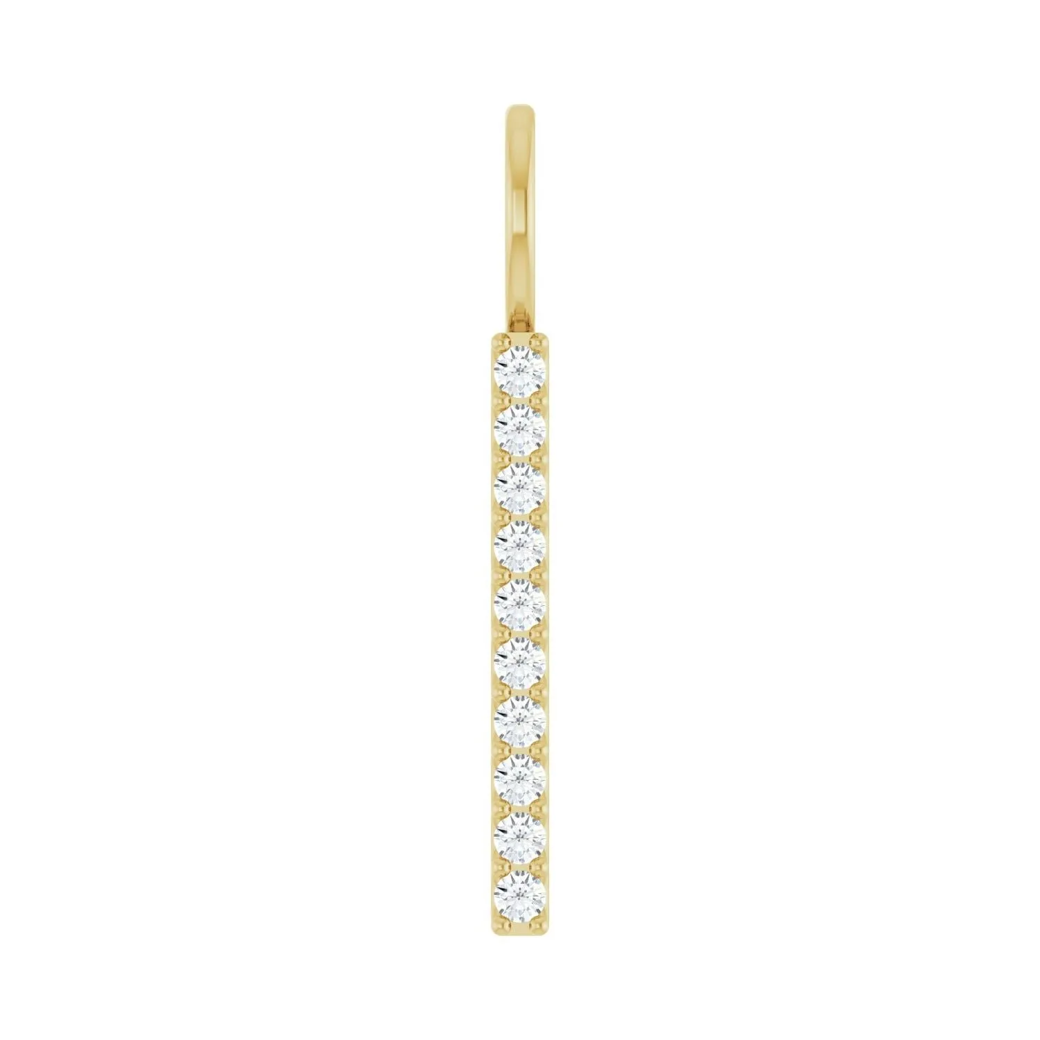 14k Gold 1/6ct Lab-Grown Diamond Bar Charm Pendant