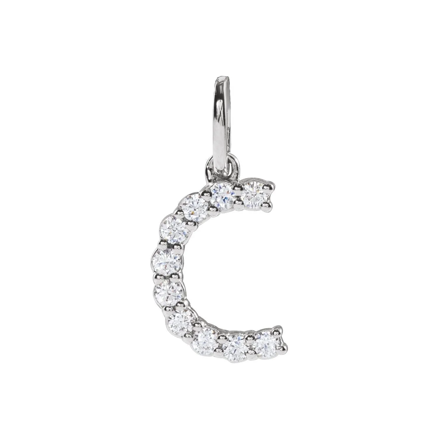 14k Gold 1/6ct Lab-Grown Diamond Initial C Pendant
