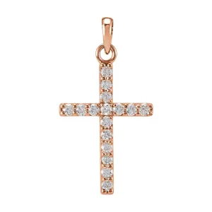14k Gold 1/8ct Lab-Grown Diamond Cross Pendant
