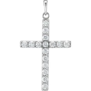 14k Gold 1ct Lab-Grown Diamond Cross Pendant