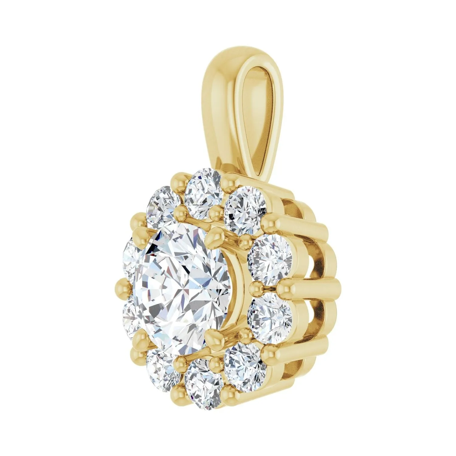 14k Gold 1ct Lab-Grown Diamond Halo-Style Pendant