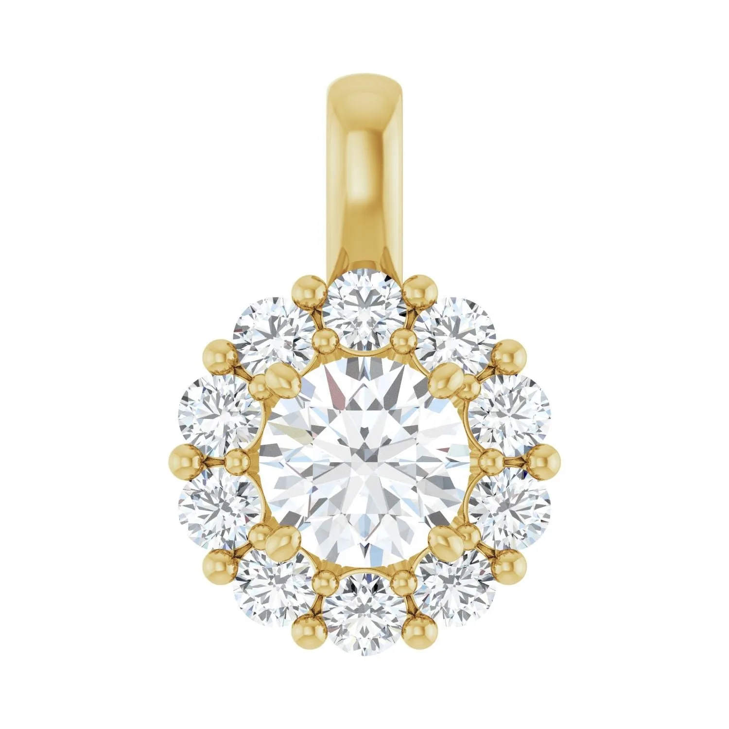 14k Gold 1ct Lab-Grown Diamond Halo-Style Pendant
