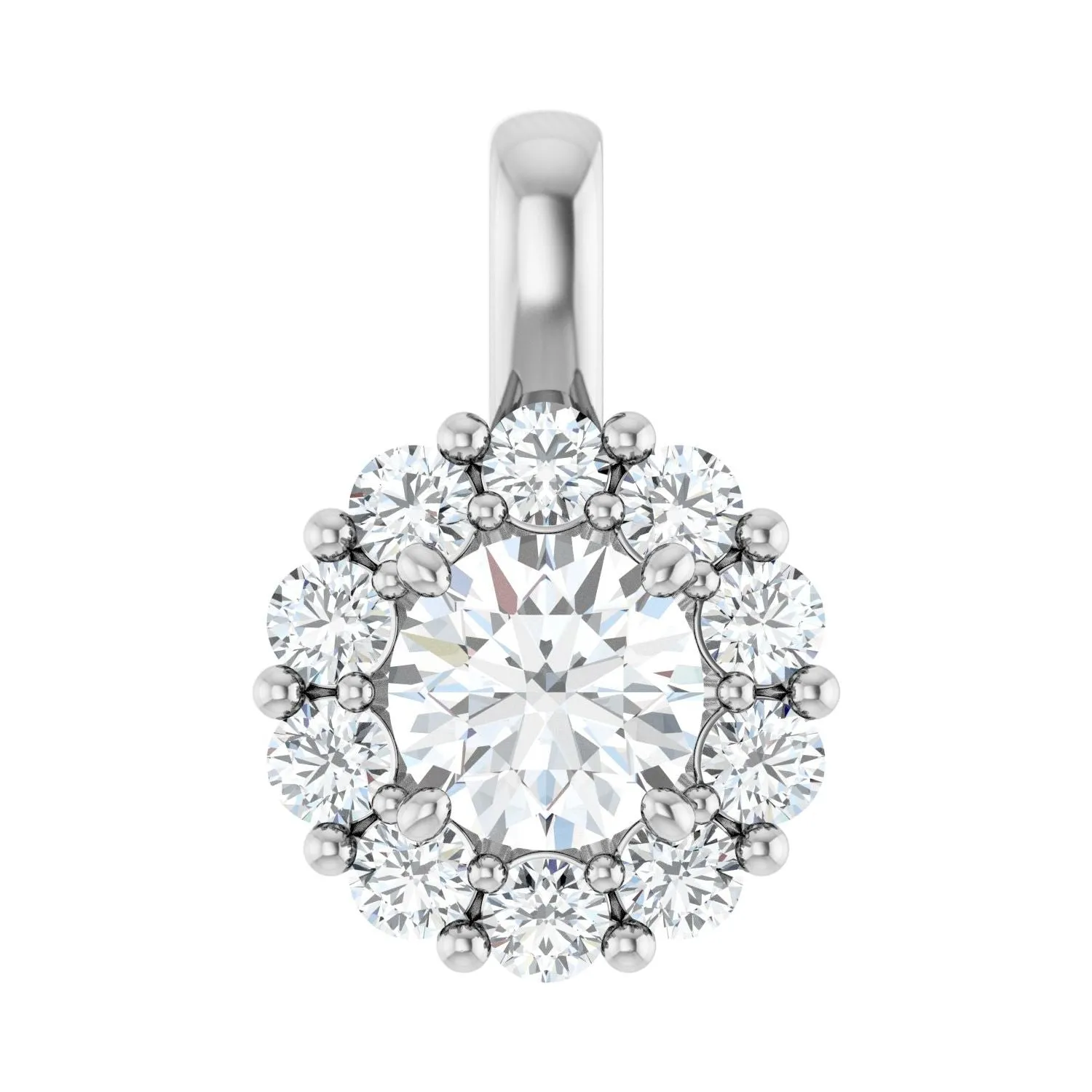 14k Gold 1ct Lab-Grown Diamond Halo-Style Pendant