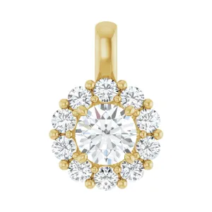 14k Gold 1ct Lab-Grown Diamond Halo-Style Pendant
