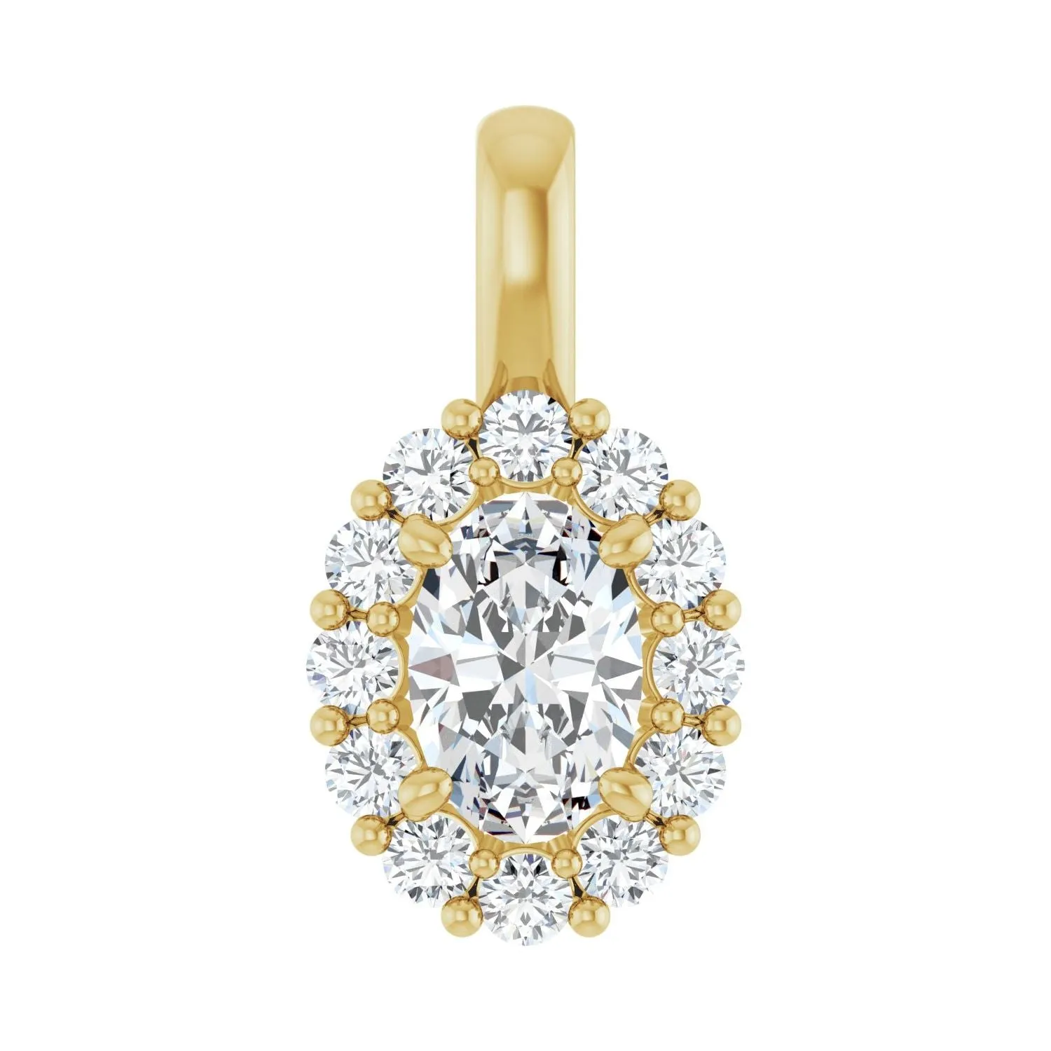 14k Gold 3/4ct Lab-Grown Diamond Halo-Style Pendant
