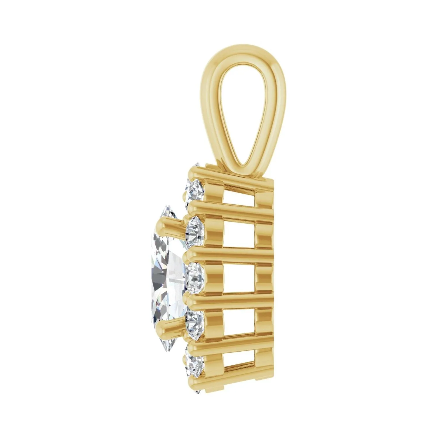 14k Gold 3/4ct Lab-Grown Diamond Halo-Style Pendant