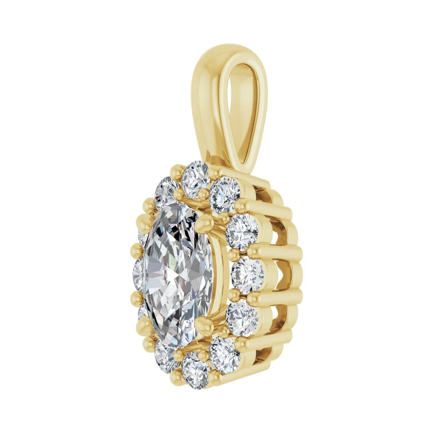 14k Gold 3/4ct Lab-Grown Diamond Halo-Style Pendant