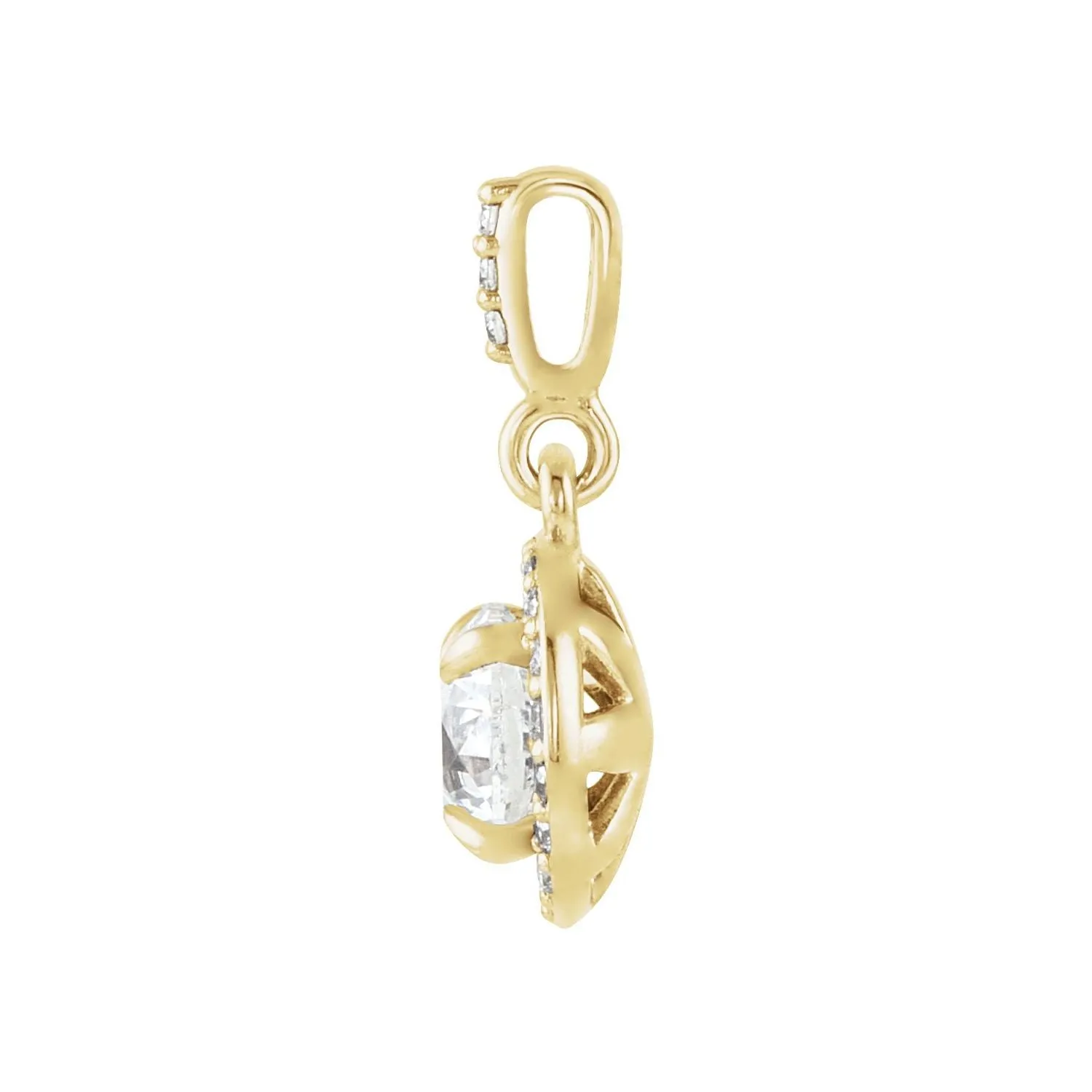 14k Gold 9/10ct Lab-Grown Diamond Halo-Style Pendant