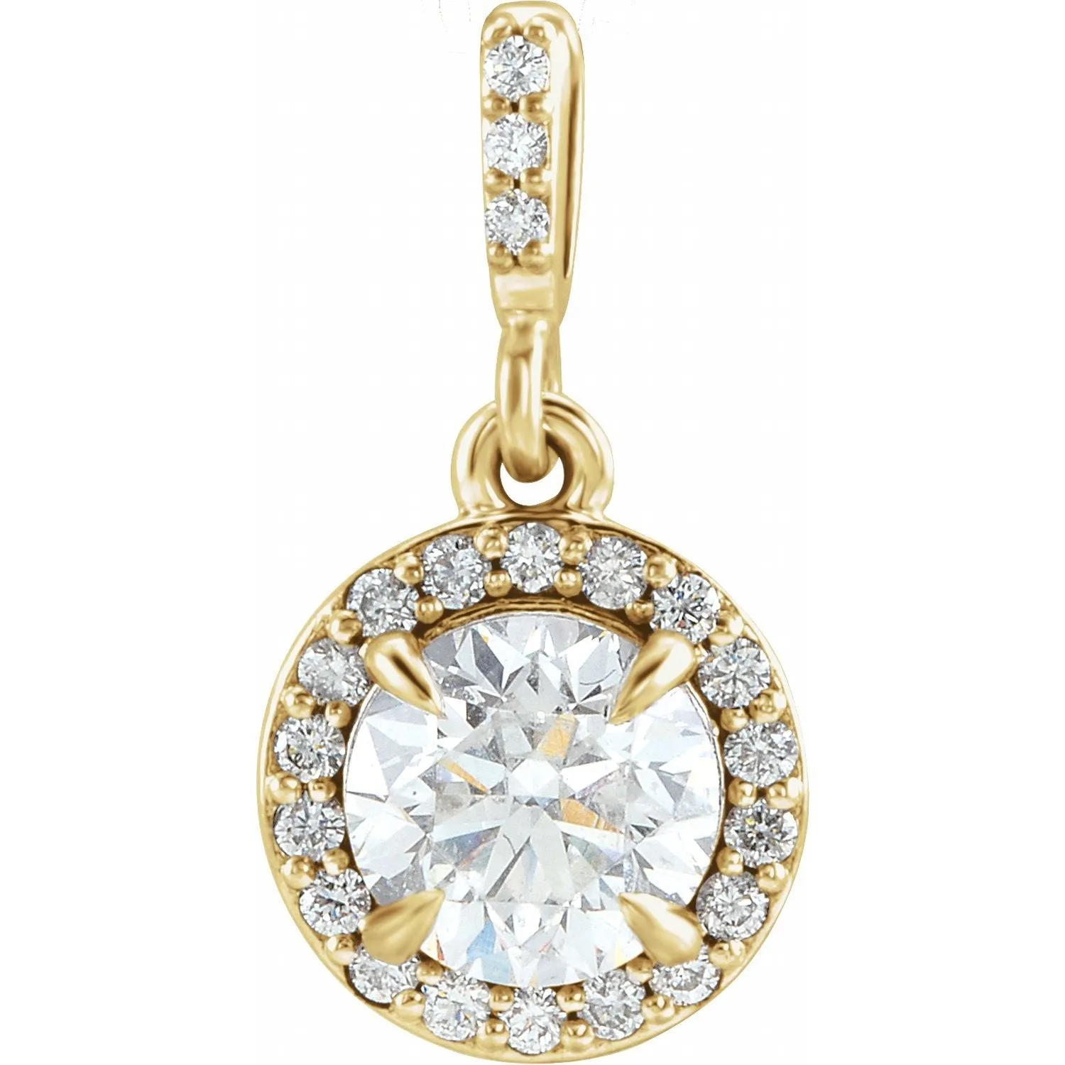 14k Gold 9/10ct Lab-Grown Diamond Halo-Style Pendant