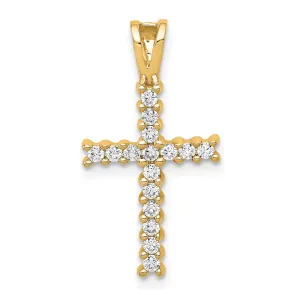 14k Gold and Rhodium Lab Grown Diamond Latin Cross Pendant (0.24ct, VS, G-H)