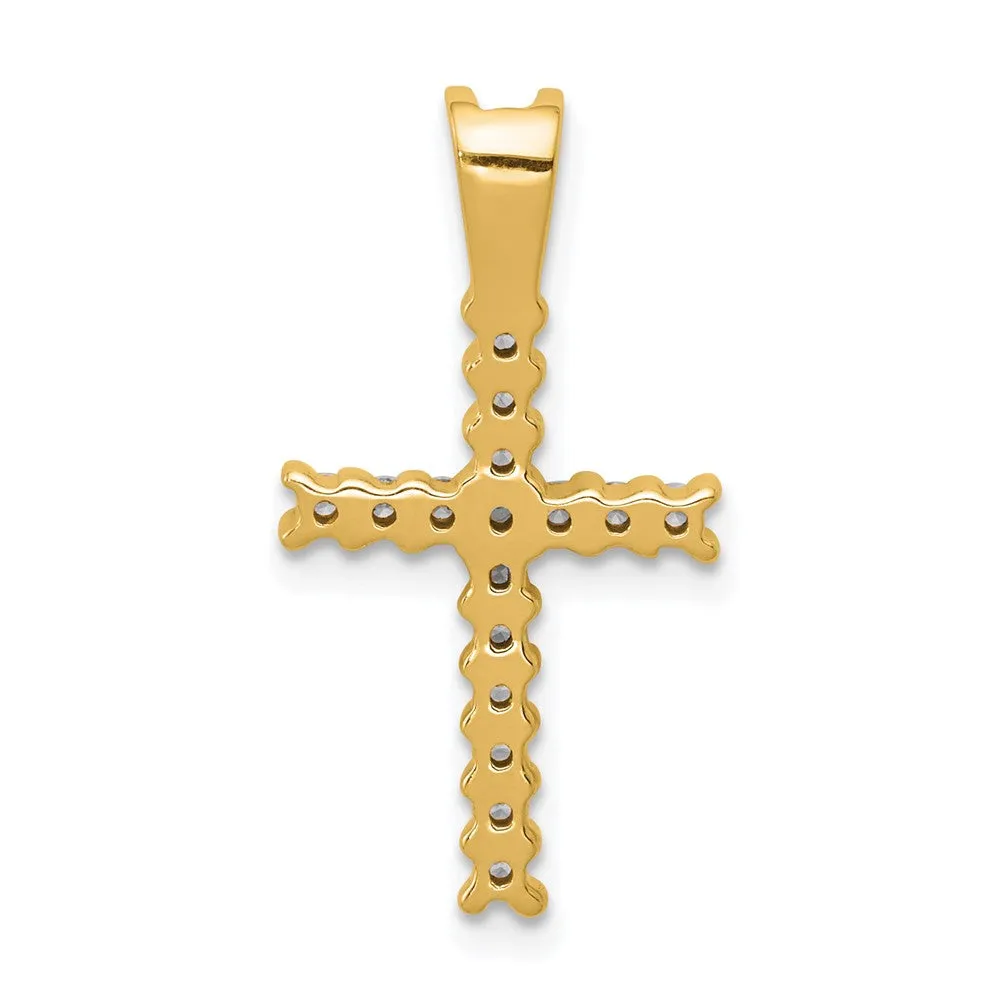 14k Gold and Rhodium Lab Grown Diamond Latin Cross Pendant (0.24ct, VS, G-H)