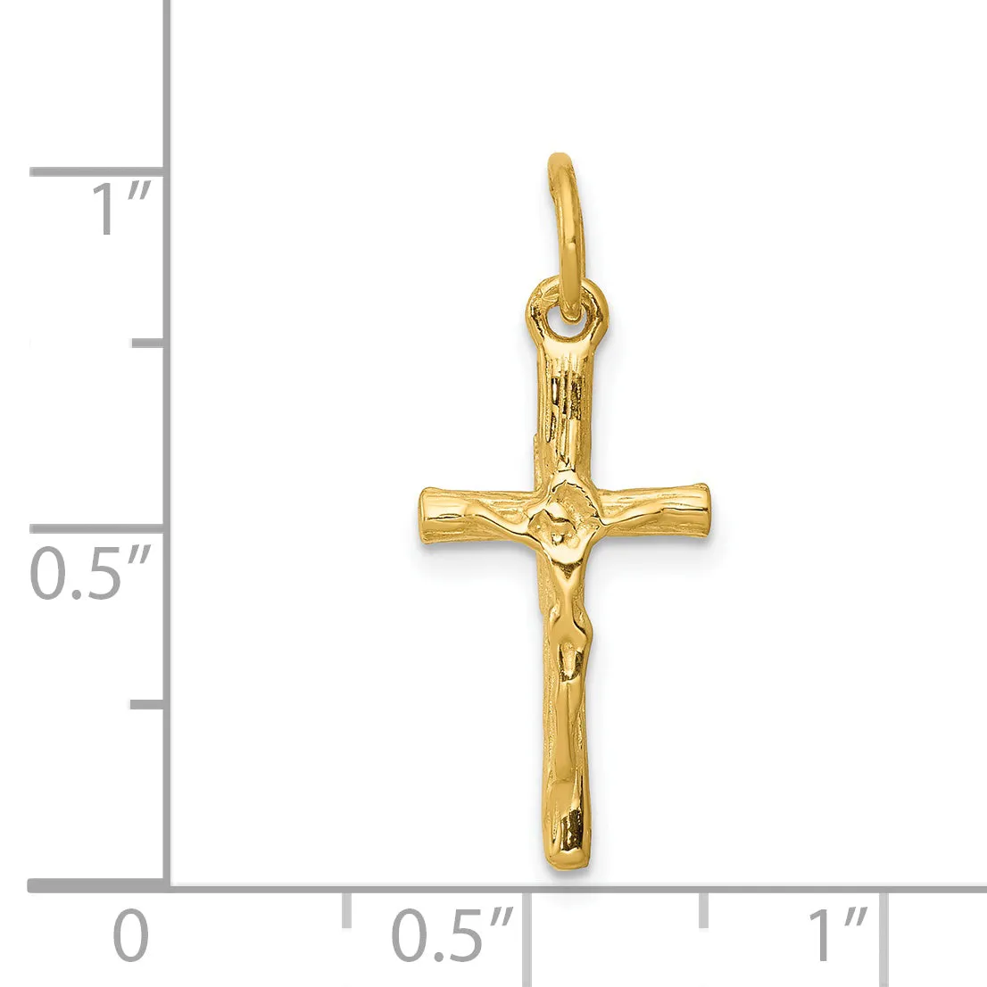 14K Gold Brushed Crucifix Charm  Solid Cast, Timeless & Elegant