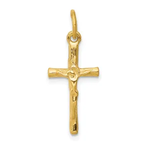 14K Gold Brushed Crucifix Charm  Solid Cast, Timeless & Elegant