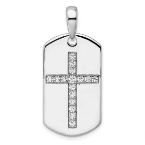 14K Gold Lab Grown Diamond Cross Dog Tag Pendant (0.5ct, VS, D-E)