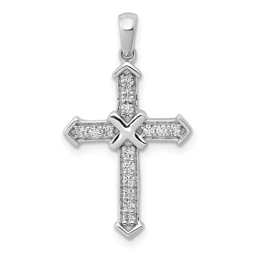 14k Gold Lab Grown Diamond Cross Pendant (0.17ct, VS, G-H)