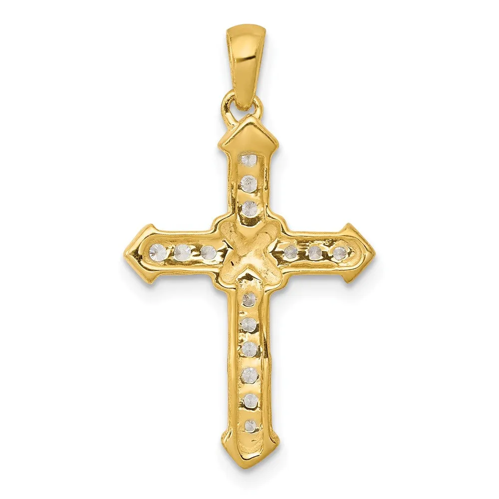 14k Gold Lab Grown Diamond Cross Pendant (0.17ct, VS, G-H)