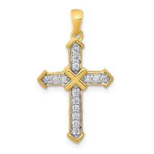 14k Gold Lab Grown Diamond Cross Pendant (0.17ct, VS, G-H)