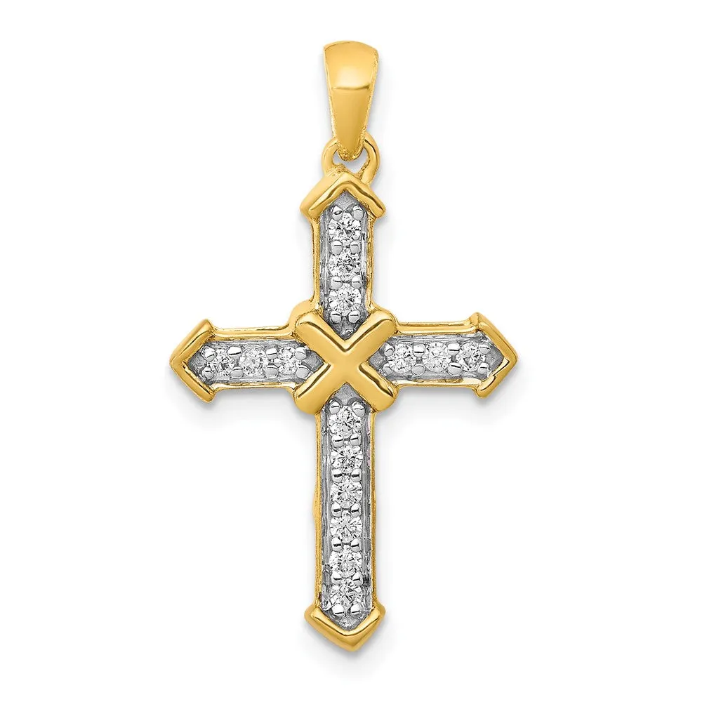 14k Gold Lab Grown Diamond Cross Pendant (0.17ct, VS, G-H)